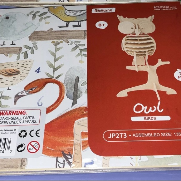 Owl and Peacock Robotime 3D Wooden Puzzles Lot of 2 Puzzles BRAND NEW Paintable - Picture 14 of 16